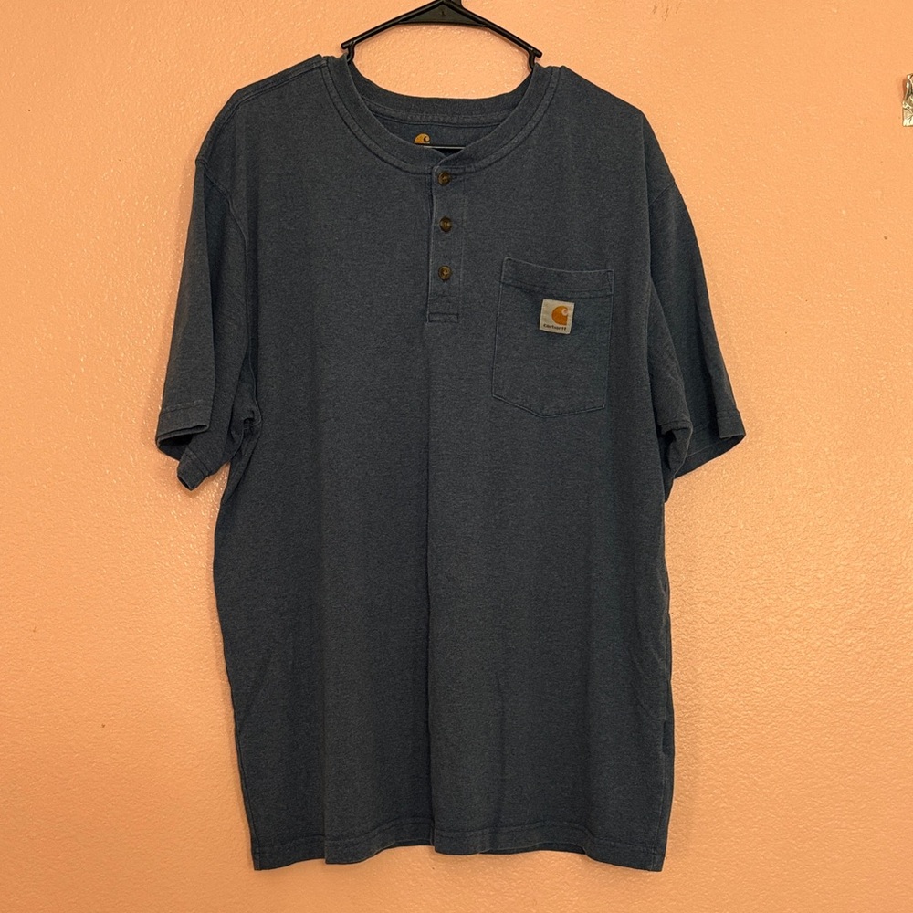 Carhartt Men's Navy Short Sleeve Pocket Henley